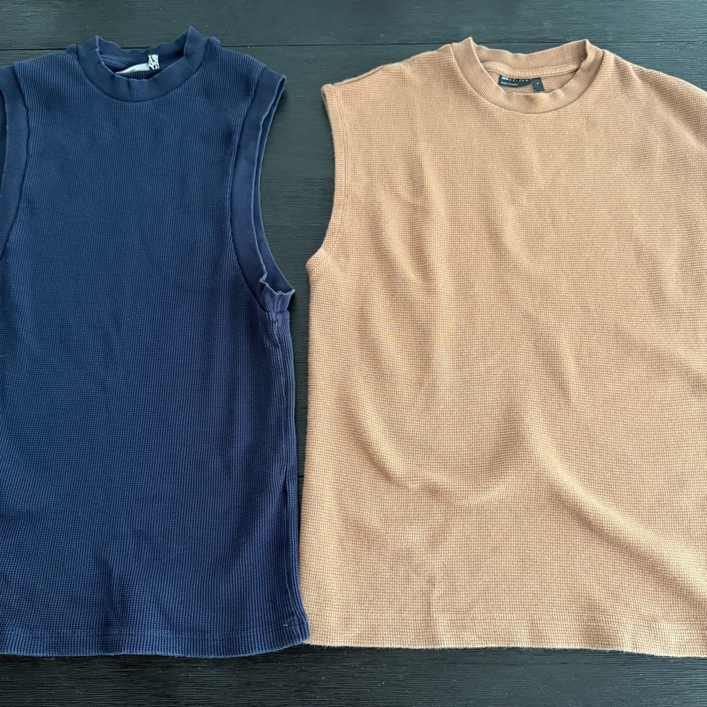 ASOS Men Tank Top X 2 (peachy orange & navy blue | size: Small)